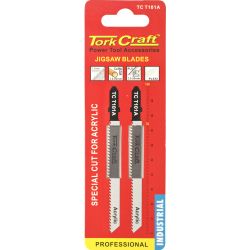 TORK CRAFT T-shank Jigsaw Blade For Acrylic 2.0mm 12tpi 100mm 2pc